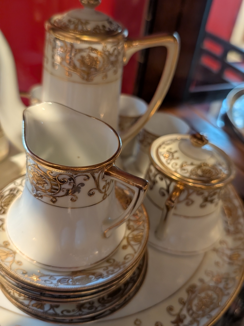 Vintage Nippon White and Gold demitasse set - Picture 3 of 9